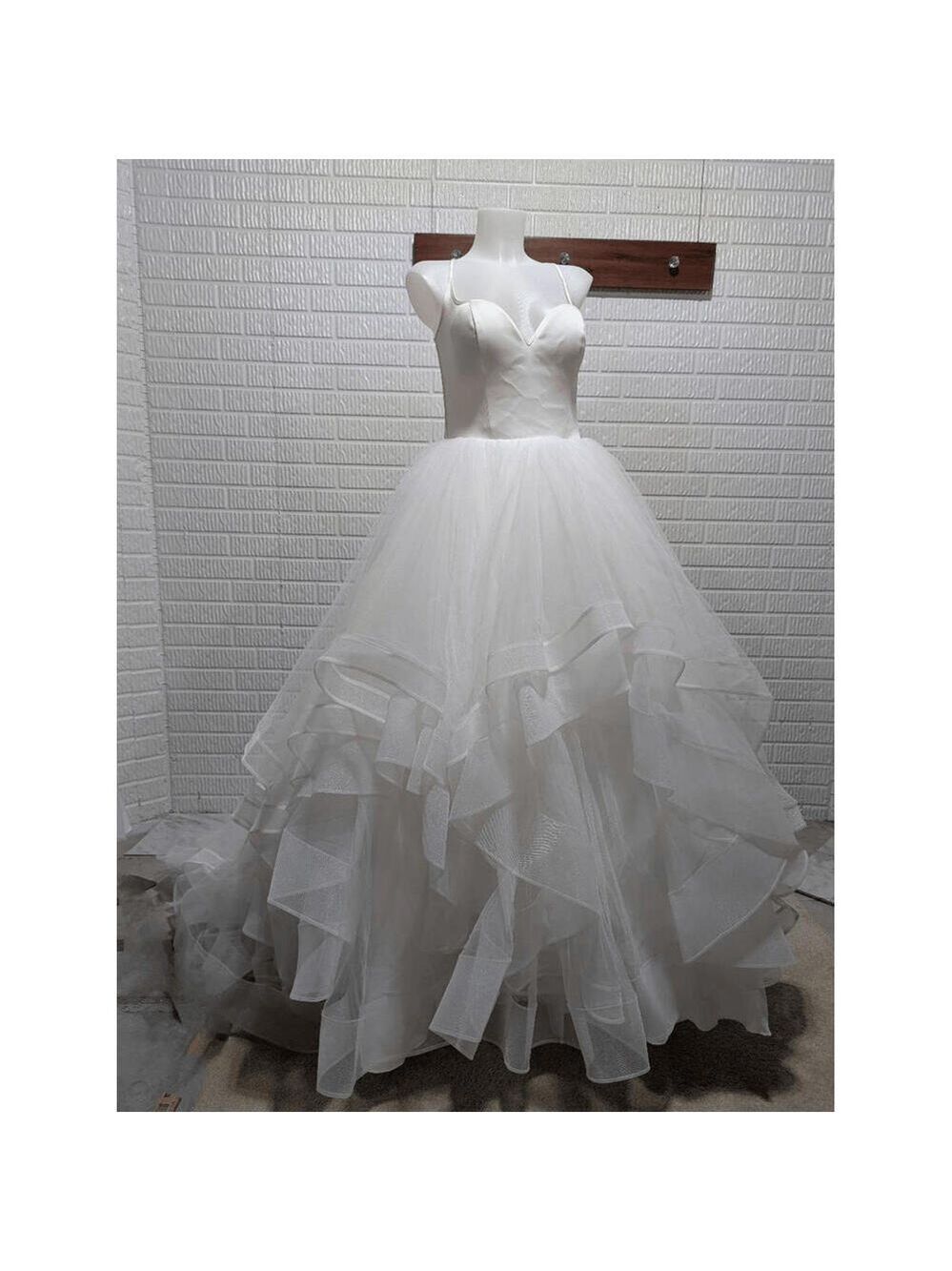 Calla Blanche L'Amour Ivory Satin Bodice White Layered Ethereal Skirt W/Train 14